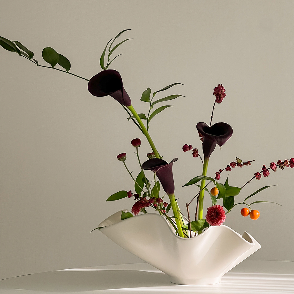 이케바나 침봉꽂이 화병 디자인 꽃병 인테리어 세라믹